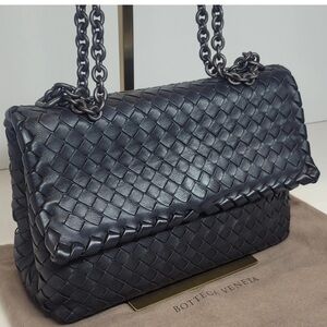 SOLD ❌Bottega Veneta Intrecciato Olimpia Black Woven Leather Shoulder Bag 🔥